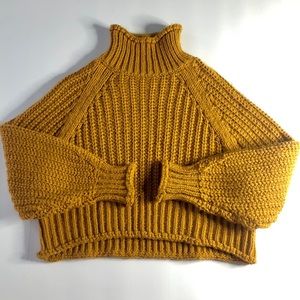 Mock Turtleneck Knitted Sweater (Yellow)